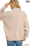 Plus Acid Wash Fleece Half Zip Sweatshirts