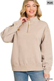 Plus Acid Wash Fleece Half Zip Sweatshirts