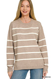 Viscose Striped Round Neck Sweater