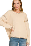 Hand Made Stitch Detailed Oversize Sweater