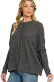Brushed Melange Hacci Center Seam Oversized Sweater