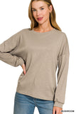 Cotton Modal Slub Round Neck Long Sleeve Top