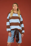 Oversized Wide Stripe Crew Neck Knit Top