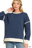 Fleece Contrast Trim Piping Detail Sweatshirts