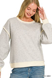 Fleece Contrast Trim Piping Detail Sweatshirts