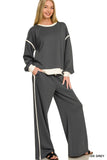 Scuba Contrast Trim Piping Detail Sweatshirts & Pants Set