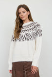 Fair Isle Yoke Crew Neck Knit Pullover