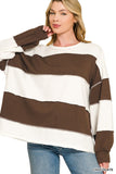 French Terry Color Block Exposed Seam Top