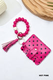 Polka Dot Beaded Bracelet Card Holder Wallet