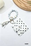 Polka Dot Beaded Bracelet Card Holder Wallet