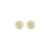 Round Pearl Pave Stud Earrings