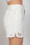 Elastic High Waist Distressed Washed Frayed Denim Shorts - FINAL SALE!