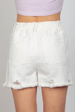 Elastic High Waist Distressed Washed Frayed Denim Shorts - FINAL SALE!