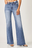 Risen - Midrise Flap Slim Wide Leg Jeans