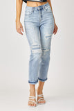 Risen - High Rise Patched Straight Jeans