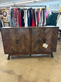 New Retro Herringbone Ent Console 4doors 59x15.7x36.2h (150x40x92cm) Glazed Old World Contemporary