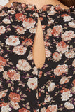 Long Raglan Sleeve Floral Dress with Ruffled Skirt