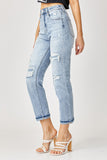 Risen - High Rise Patched Straight Jeans