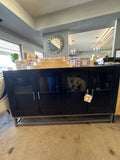 Glazed Credenza 4gd W/brushed Steel Base 66.5x15x38.6h (169x38x98cm)