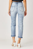 Risen - High Rise Patched Straight Jeans