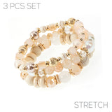 G Glass Bead Pearl 3 Bclt Len:stretch