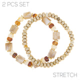 G Acrylic Tube 2pc Bracelet Size:stretch