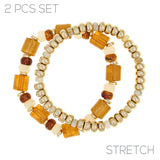 G Acrylic Tube 2pc Bracelet Size:stretch