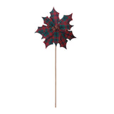 Plaid Poinsettia Stem 21"h Polyester