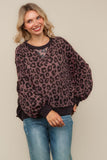 Crew Neck Leopard Print Pullover Knit Top