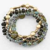 Olive 4 Multi Gemstone/metal Bead