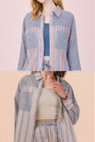 Colorblock Stripe Button Down Shirt