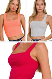 Cotton Square Neck Cropped Cami Top