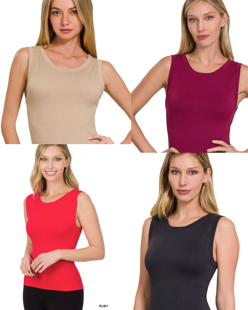 Cropped Seamless Round Neck Tank Top