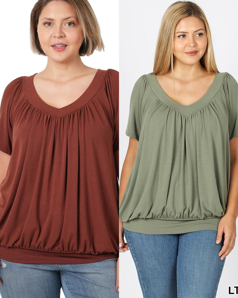 Banded V Neck Top