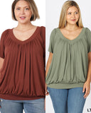 Banded V Neck Top