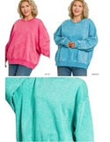 Acid Wash Oversized Fleece Pullover