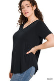 V-Neck Round Hem Top