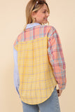 Colorblock Plaid Print Button Down