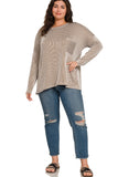 Ribbed Striped Oversized Long Sleeve Top