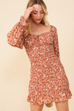 Brunch Floral Print Smocked Ruffle Dress