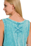 CRINKLE WASHAED V-NECK SLEEVELESS TOP