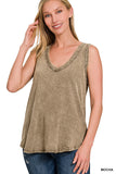 CRINKLE WASHAED V-NECK SLEEVELESS TOP