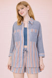 Colorblock Stripe Button Down Shirt