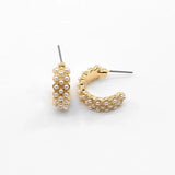Gd Textured Pearl Pave Open Hoop