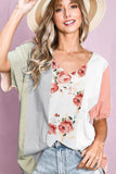 Cotton Span Knit Color Block Top