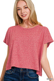 Soft Melange Short Sleeve Round Neck Cropped Top