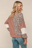 Round Neck Mixed Print Patchwork Pullover
