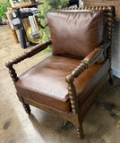 Chair - Black Buffalo Leather/Wood Chair