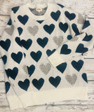 Heart Print with Pearl Detail Sweater