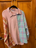 Plaid Print Over Sized Top Colorblock